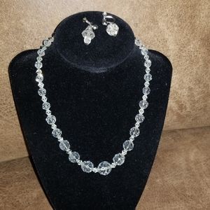 Crystal Glass vintage necklace and earrings